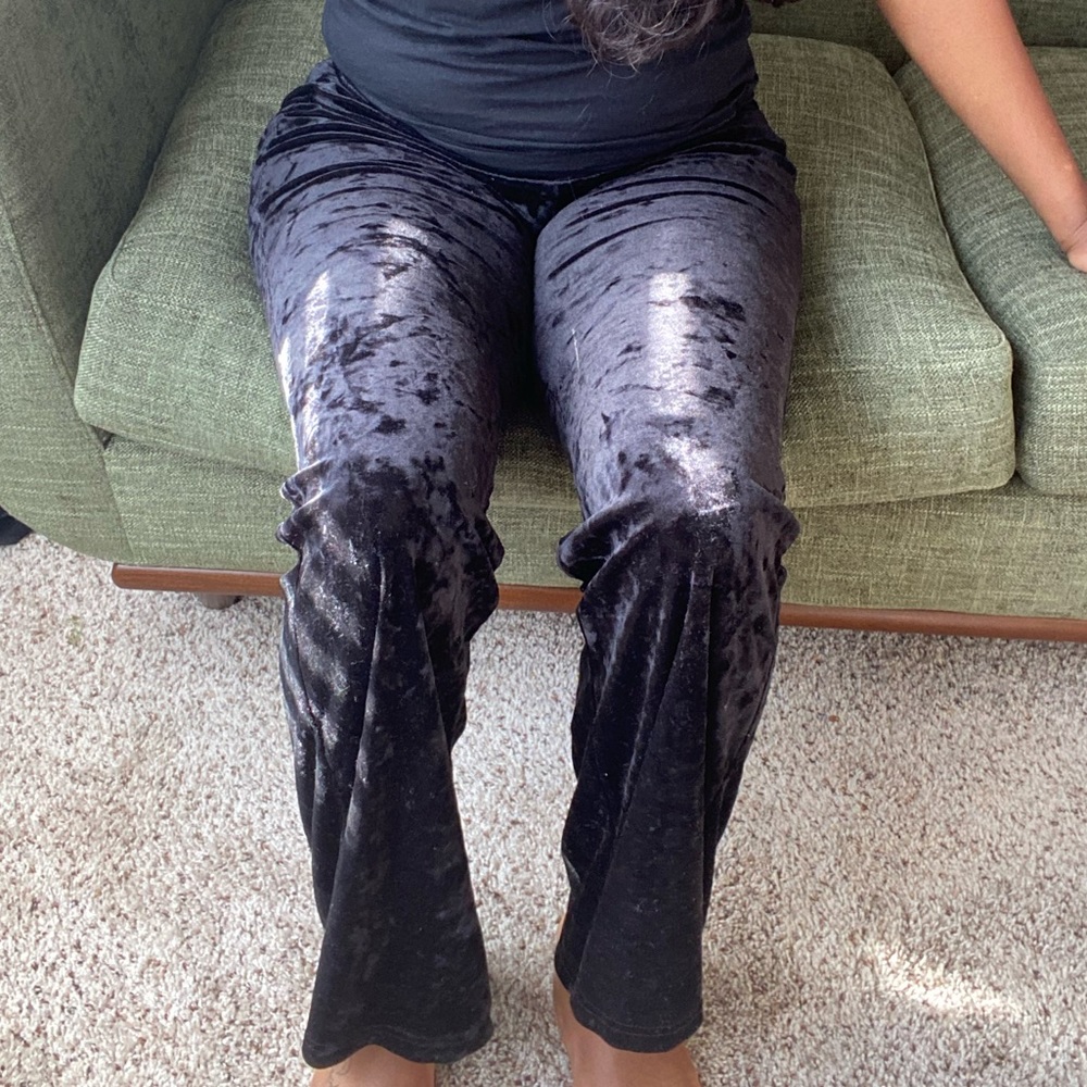Casual Hot Kiss Black velvet Lounge Pant
